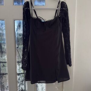 Black Lace Sleeve Dress